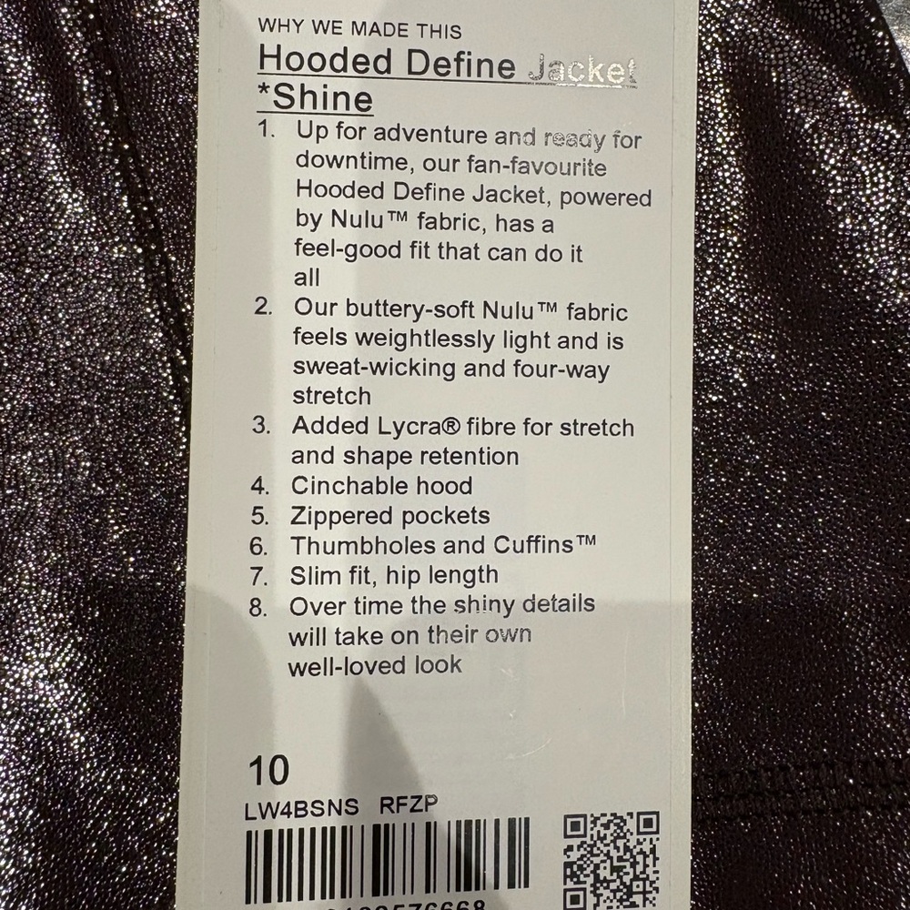lululemon Shimmer Define hooded Jacket brown NWT 10 - Picture 2 of 4